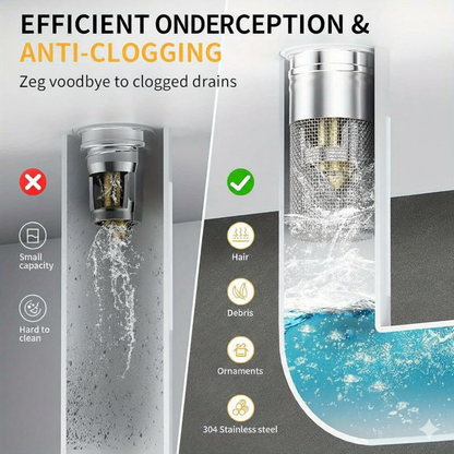 2-in-1 Afvoerstop en Haarzeef voor de Wastafel