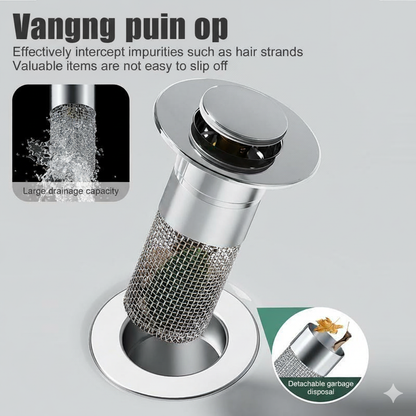 2-in-1 Afvoerstop en Haarzeef voor de Wastafel
