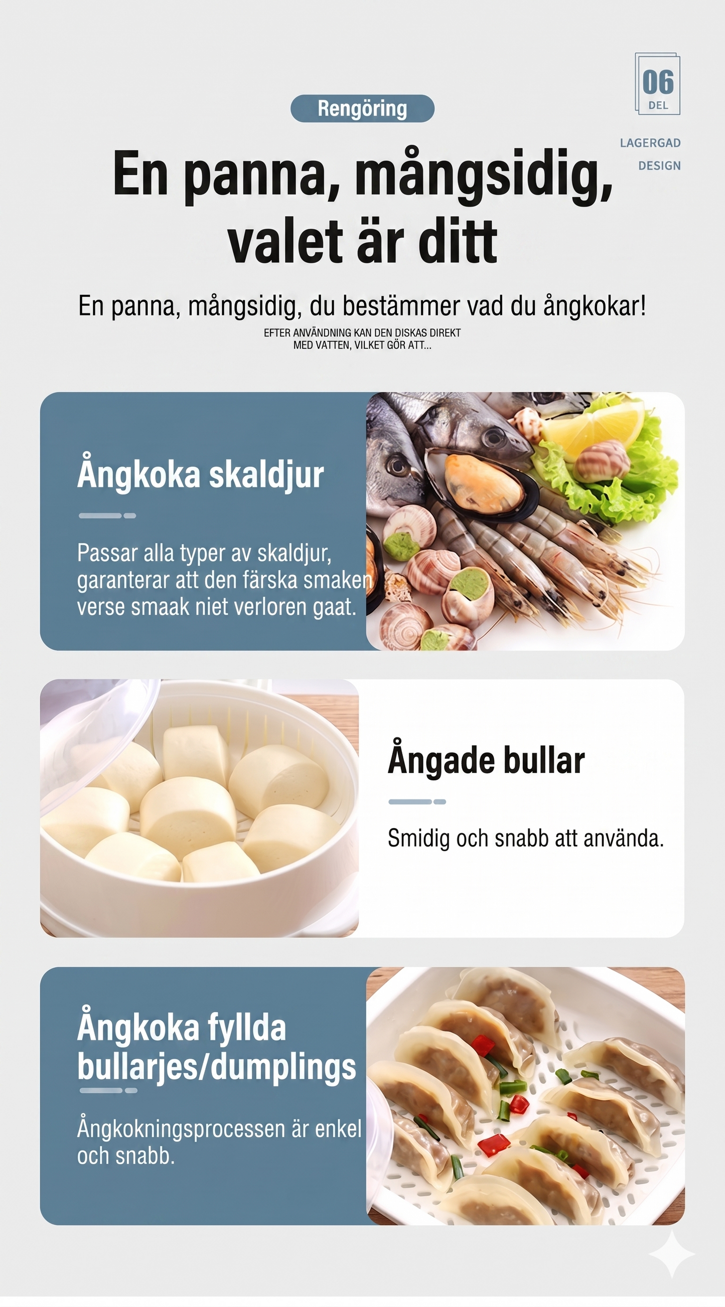 Multifunktionell mikrovågsångare - med varmhållningsfunktion - hälsosam matlagning och ångkokning