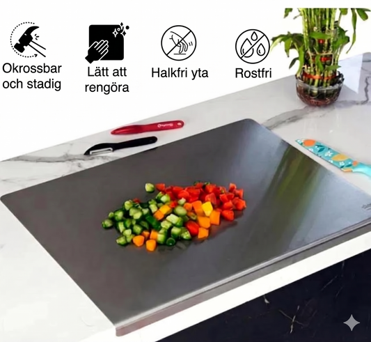 Skärbräda i rostfritt stål för köksbänken