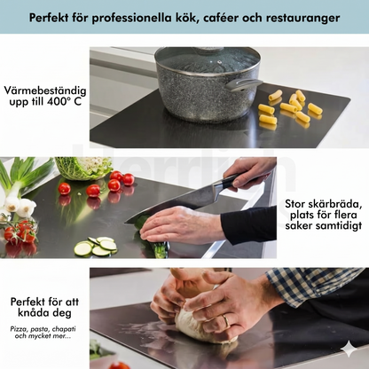 Skärbräda i rostfritt stål för köksbänken