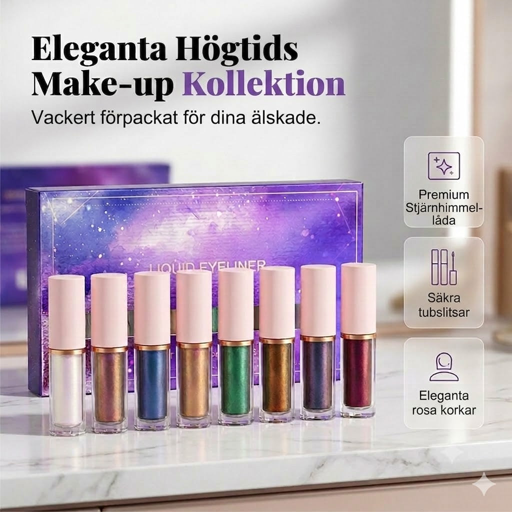✨ 8-delat set med glittriga flytande eyeliners
