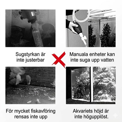 Elektrisk slamsugare och vattenbytare för akvarium – 3-i-1 bottenrengörare – med filtreringsfunktion