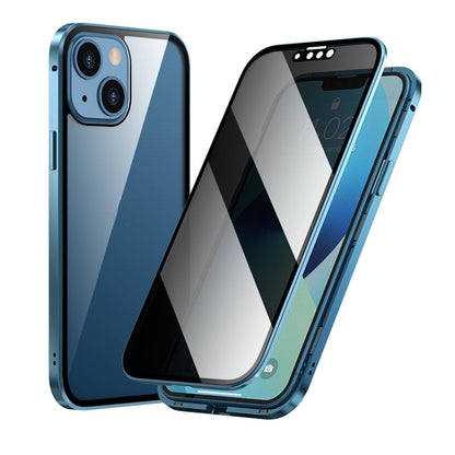 Magnetiskt integritetsskal för iPhone – 360° heltäckande skydd – Härdat integritetsglas – Dubbelsidigt stötskydd