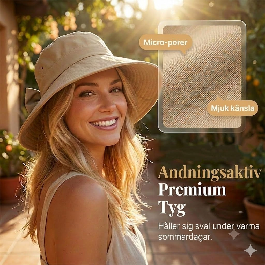 🎀 Bredbrättad solhatt med rosett för dam – vikbar