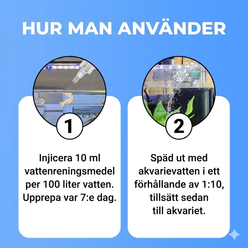 Kraftfull vattenklarare för akvarium – 100 ml – För grumligt vatten