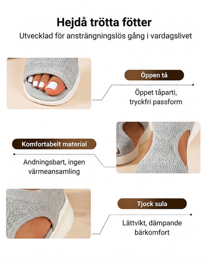 Bekväma och andningsbara platta sandaler