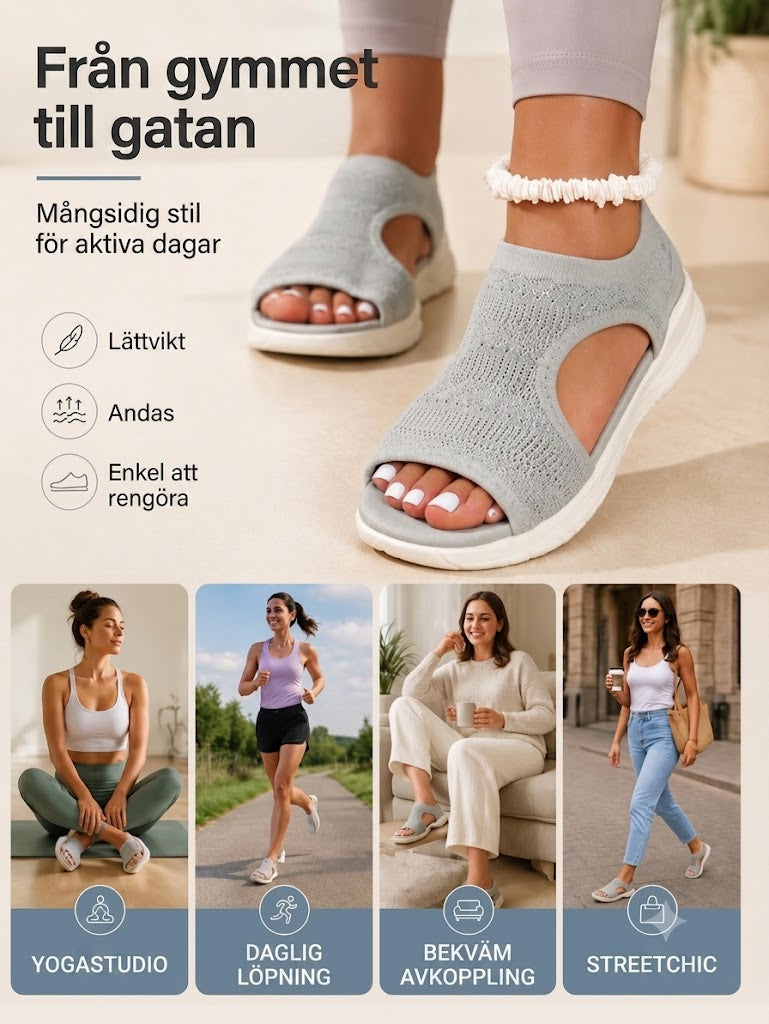Bekväma och andningsbara platta sandaler