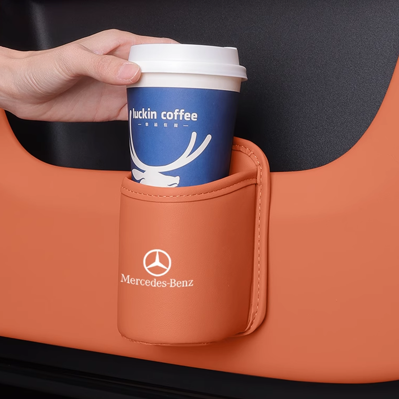 Läderhållare för take away-kaffe – portabel mugghållare med klämma