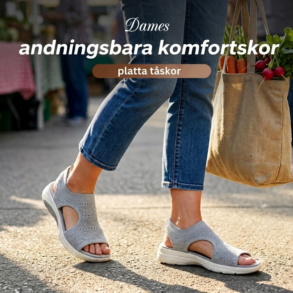 Bekväma och andningsbara platta sandaler