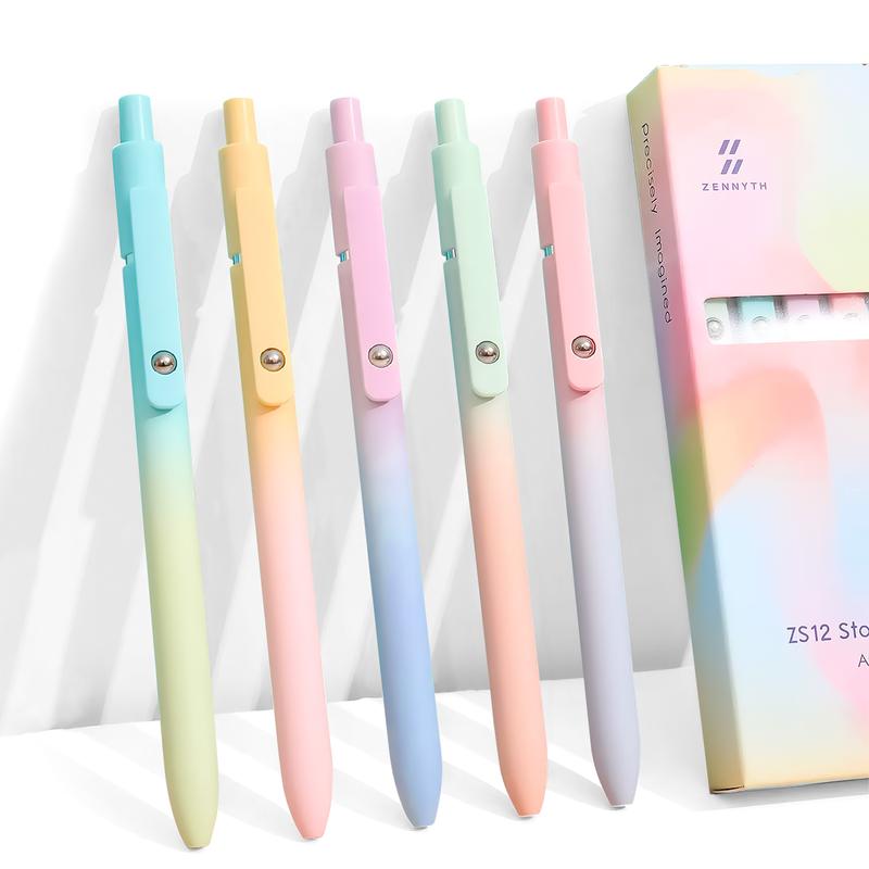Lyxigt gelpennset (5-pack) – Elegant gradientdesign – 0,5 mm snabbtorkande bläck