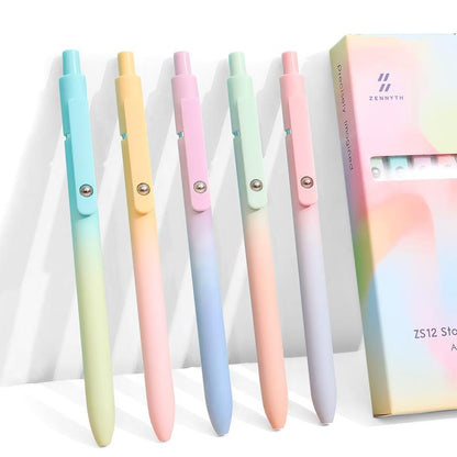 Lyxigt gelpennset (5-pack) – Elegant gradientdesign – 0,5 mm snabbtorkande bläck