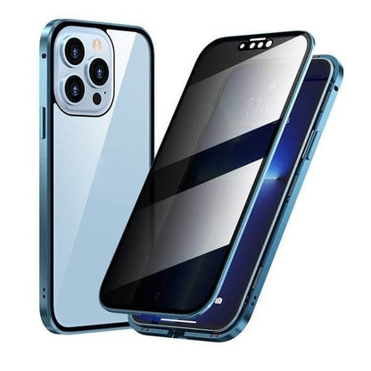 Magnetiskt integritetsskal för iPhone – 360° heltäckande skydd – Härdat integritetsglas – Dubbelsidigt stötskydd
