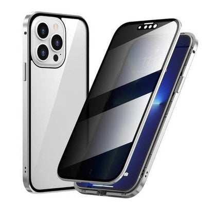 Magnetiskt integritetsskal för iPhone – 360° heltäckande skydd – Härdat integritetsglas – Dubbelsidigt stötskydd