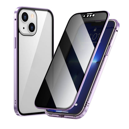 Magnetiskt integritetsskal för iPhone – 360° heltäckande skydd – Härdat integritetsglas – Dubbelsidigt stötskydd