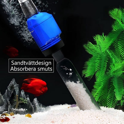 Elektrisk slamsugare och vattenbytare för akvarium – 3-i-1 bottenrengörare – med filtreringsfunktion