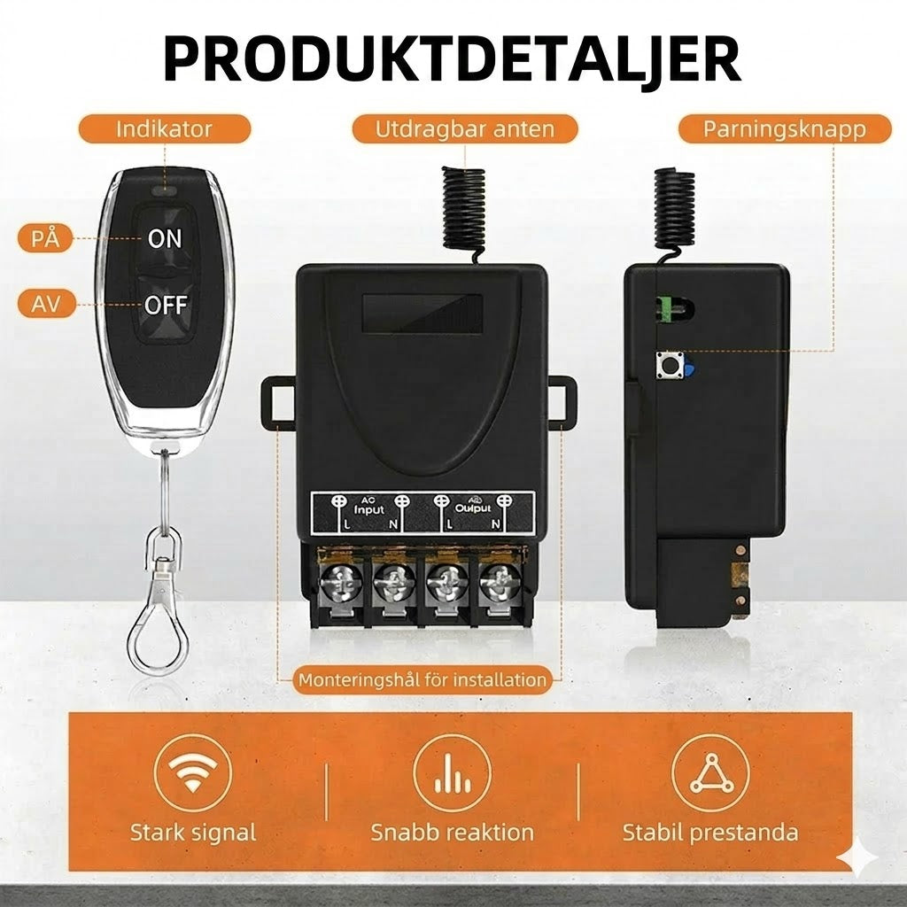 💥Trådlöst set med fjärrkontroll och mottagare – Universell – Plug & Play – Inga kablar⚡