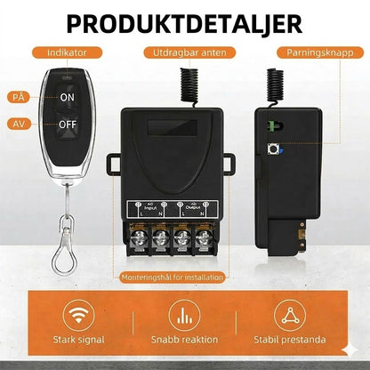 💥Trådlöst set med fjärrkontroll och mottagare – Universell – Plug & Play – Inga kablar⚡