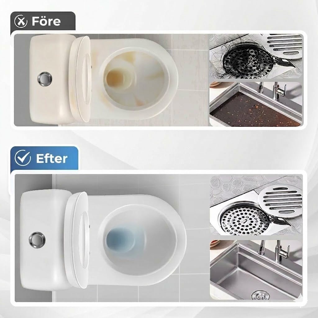 🚽 Tabletter för snabb avloppsrensning – lämpliga för kök, badrum och avlopp.