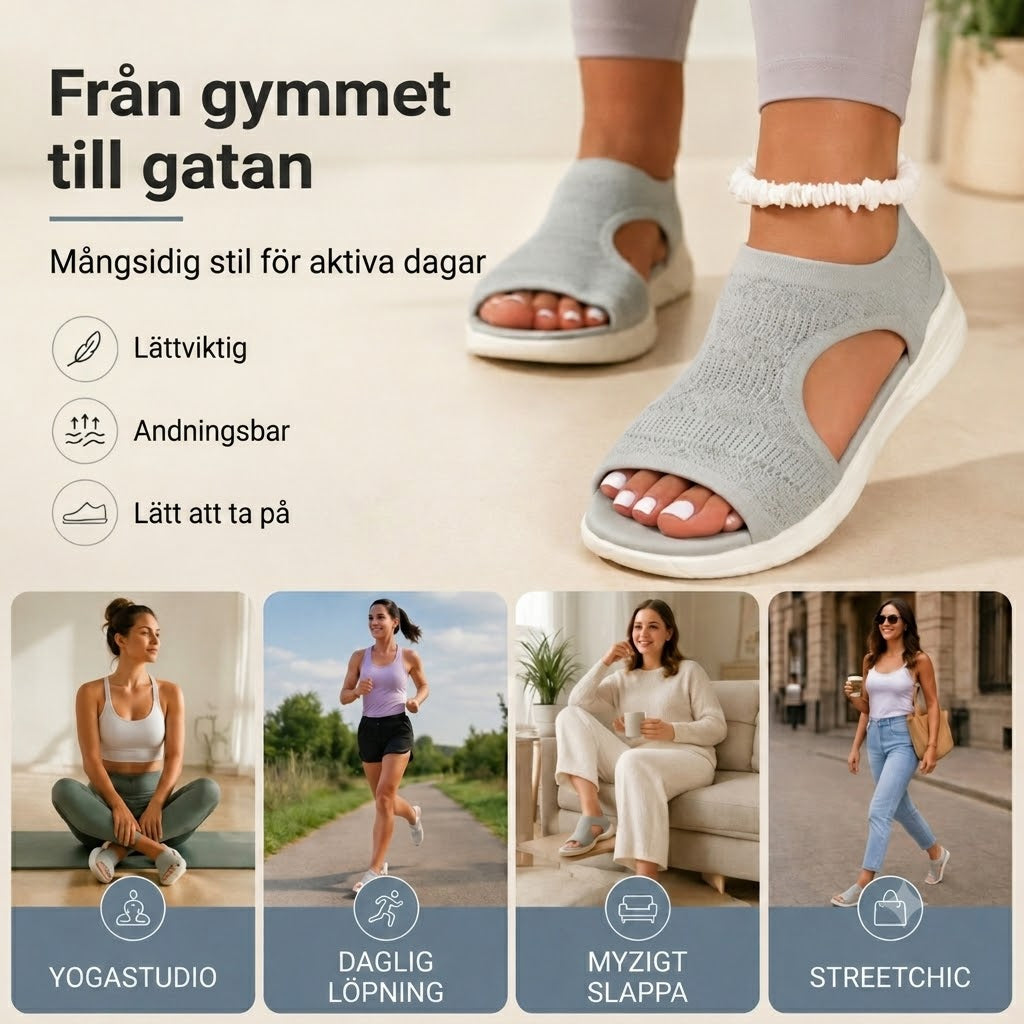 Bekväma och andningsbara platta sandaler