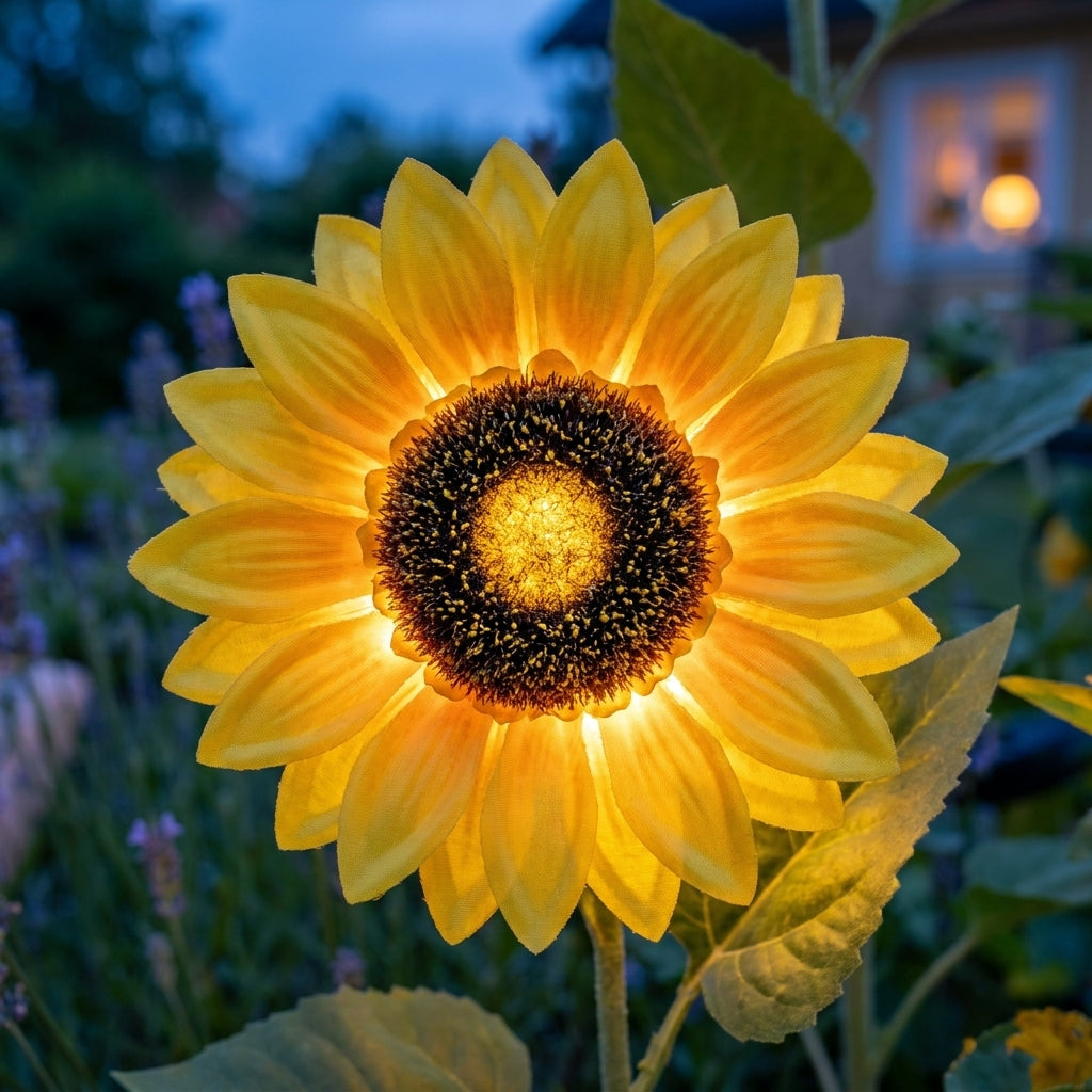 🌻 Solcellsdriven solros-trädgårdslampa – Ser ut som en riktig solros