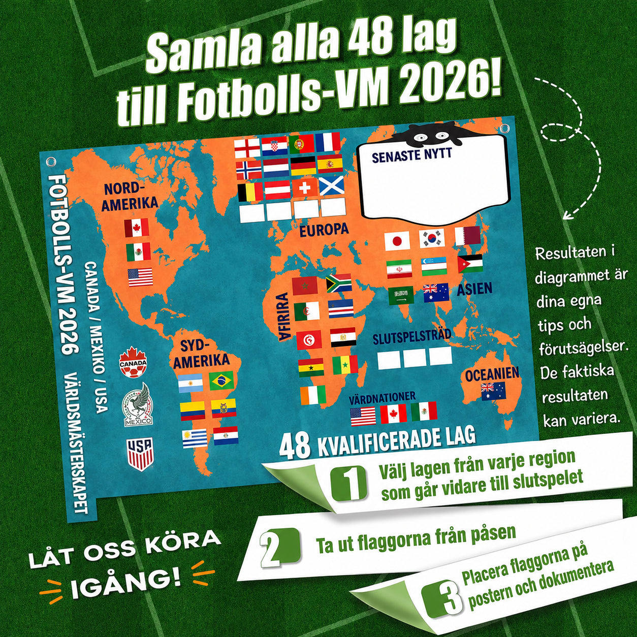 Matchprogramsplakat för VM 2026 — fyll i tabellen, lägg dina spel, följ hela turneringen.