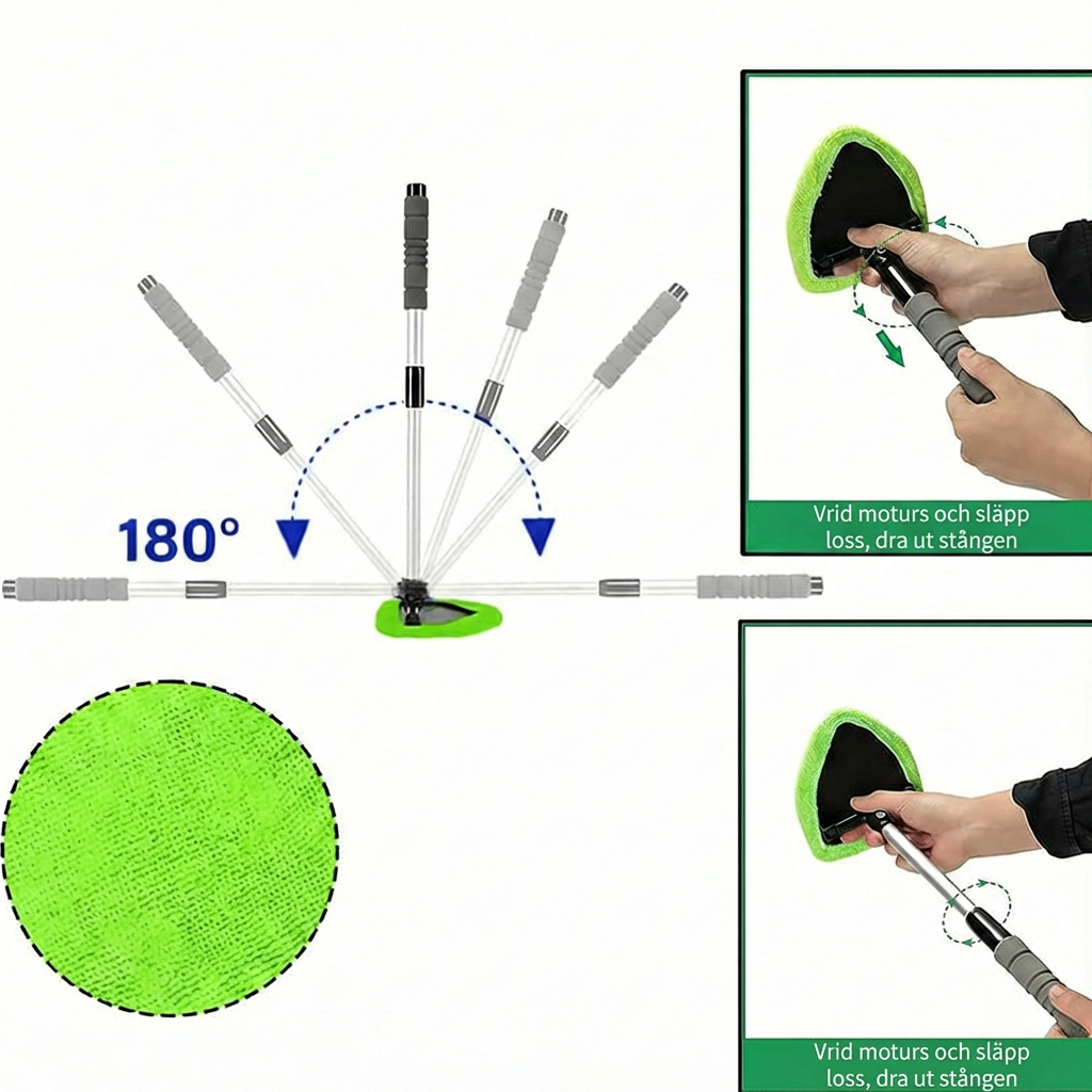 Teleskopiskt fönsterskrapa set – utdragbart handtag med tvättdel och skrapa
