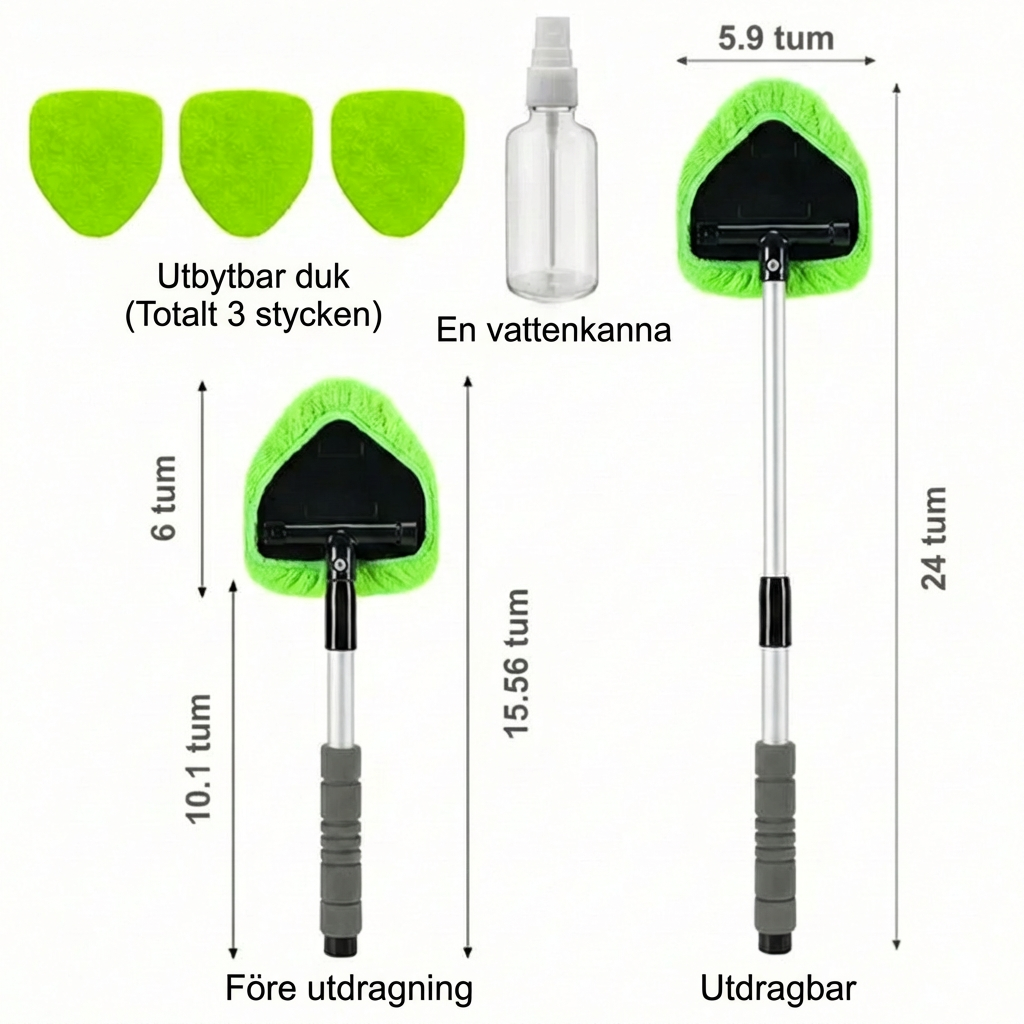 Teleskopiskt fönsterskrapa set – utdragbart handtag med tvättdel och skrapa