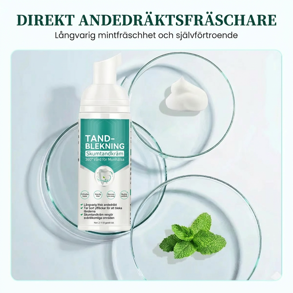 Tandblekningsskum – 360° djuprengörande mousse (frisk andedräkt)