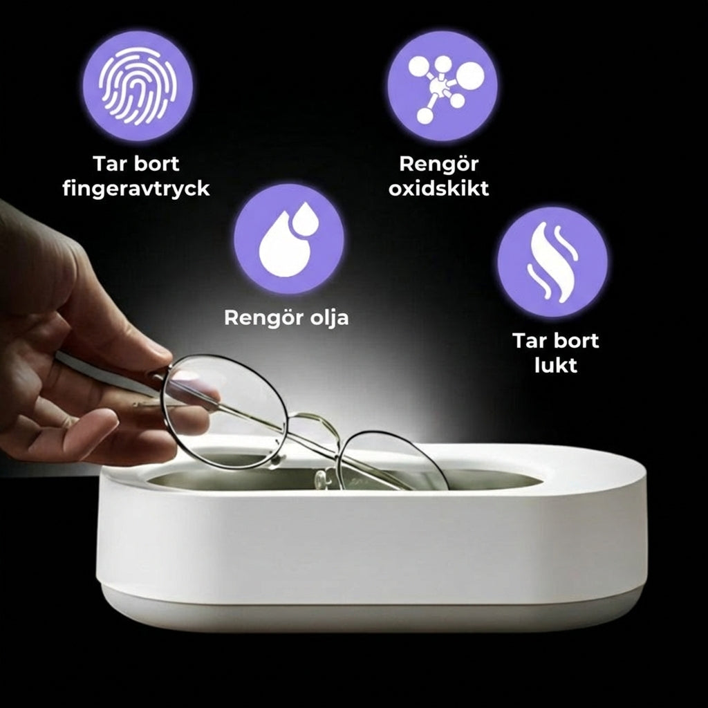Clearzy™ ultraljudstvätt för glasögon och smycken – professionell rengöringsbehållare (även för proteser)