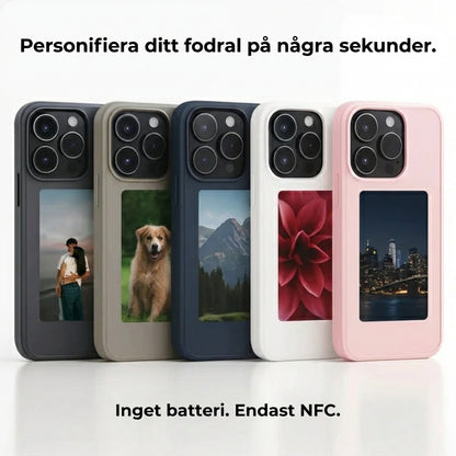 Pixly NFC E-Ink-skal för iPhone – smart skal med anpassningsbar skärm (DIY-bilder)