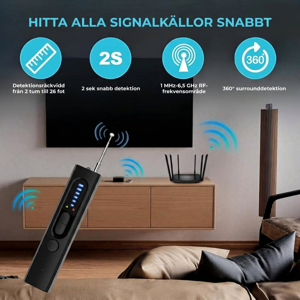 Detektor för dolda kameror, GPS-spårningsdetektor och RF-signal scanner