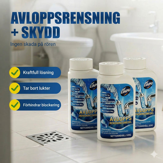 Kraftfull avloppsrens – flytande rörengöring för kök, dusch och toalett (löser upp hår och fett)