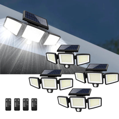 [200 LED-lampor] Solvägglampa med rörelsesensor – Solcellsbelysning för utomhusbruk – IP65 vattentät – 100% energibesparande