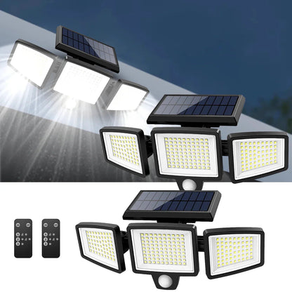 [200 LED-lampor] Solvägglampa med rörelsesensor – Solcellsbelysning för utomhusbruk – IP65 vattentät – 100% energibesparande
