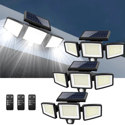 [200 LED-lampor] Solvägglampa med rörelsesensor – Solcellsbelysning för utomhusbruk – IP65 vattentät – 100% energibesparande