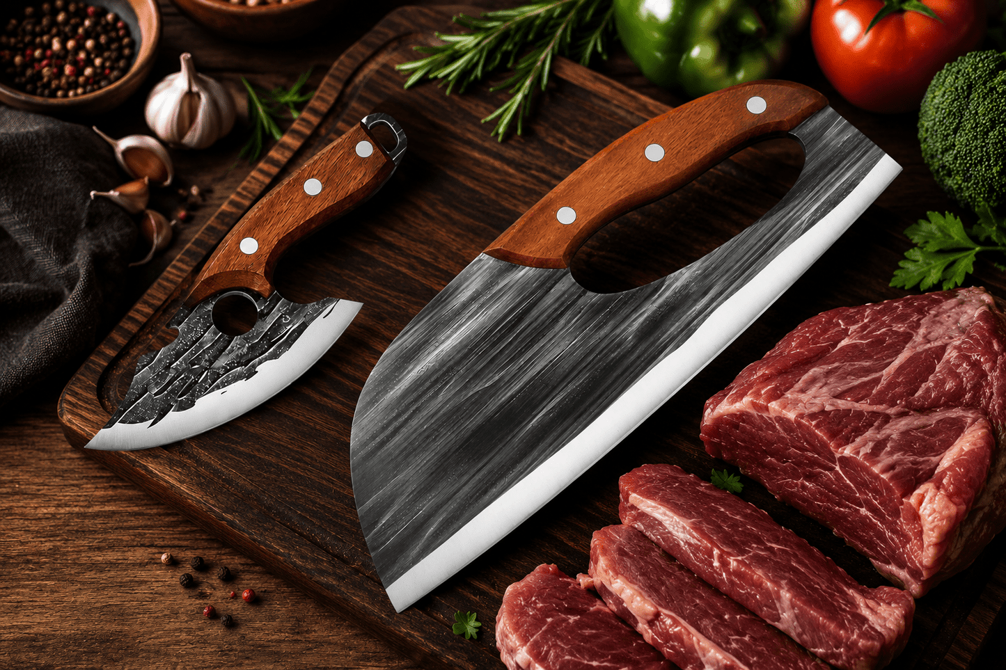 🔪 Premium köttknivset (2-delar) – Extremt vassa, perfekt för BBQ, grillning och matlagning.