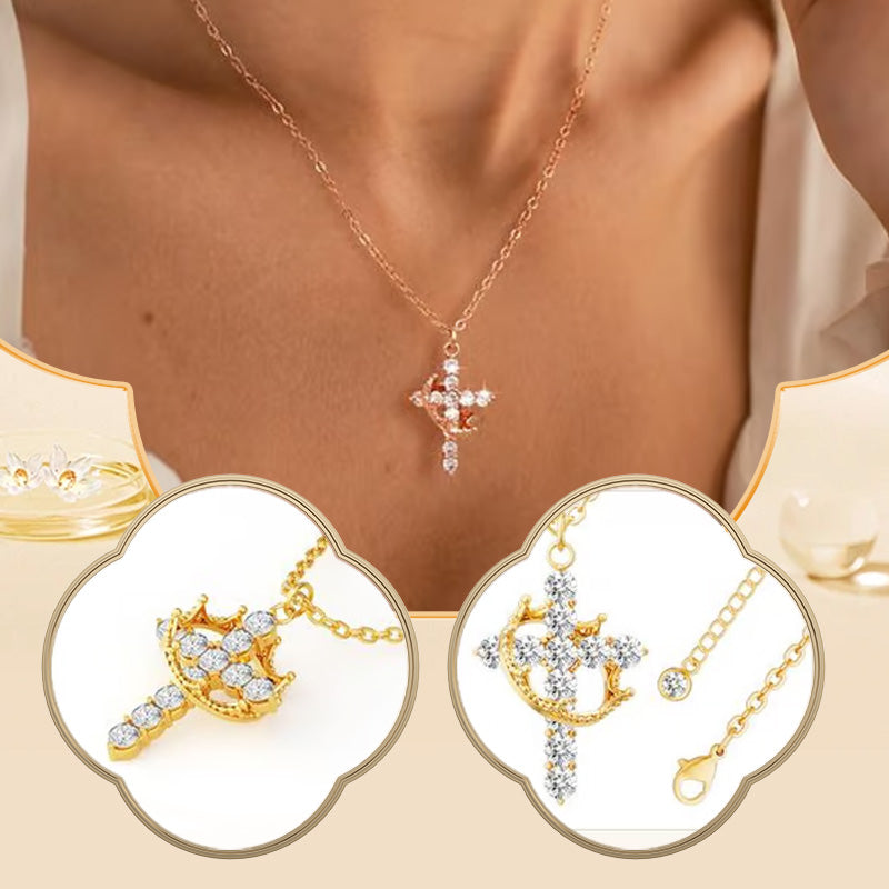 Ketting 'Forever Cross & Crown' met Moissanite