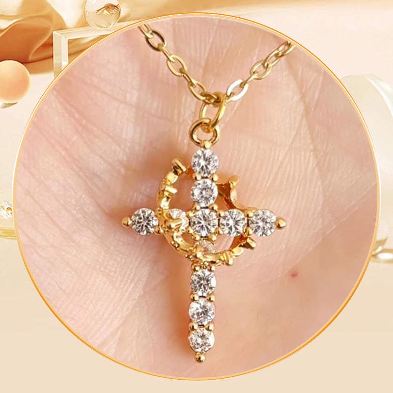 Ketting 'Forever Cross & Crown' met Moissanite