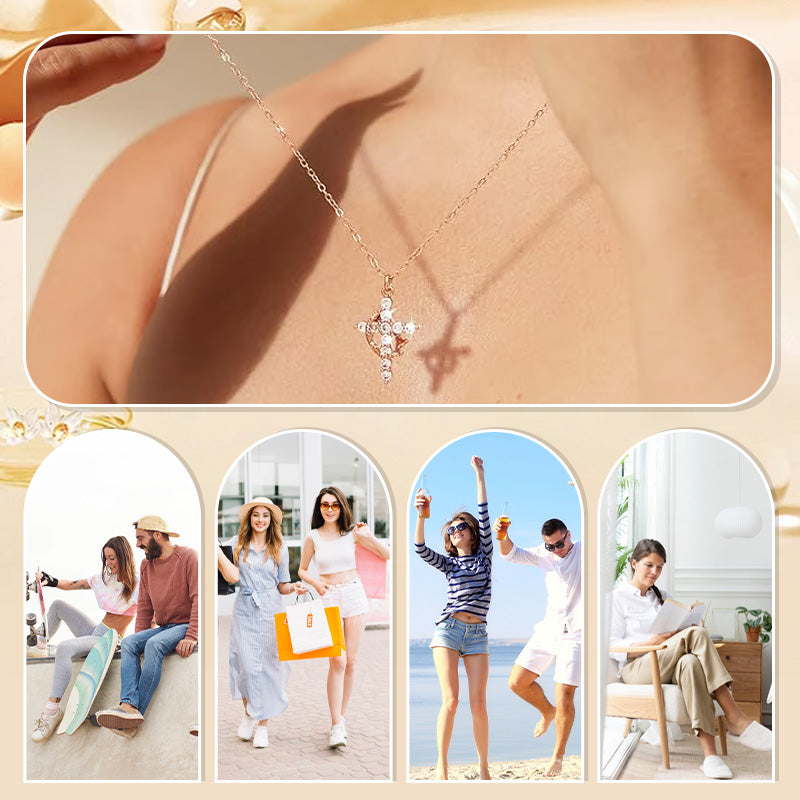 Ketting 'Forever Cross & Crown' met Moissanite