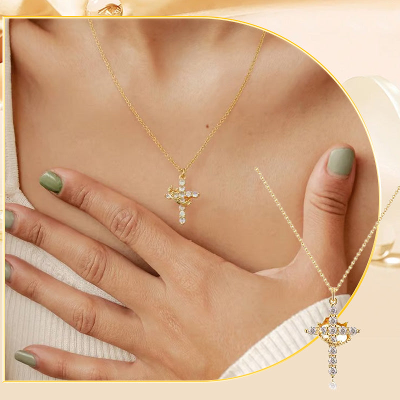 Ketting 'Forever Cross & Crown' met Moissanite