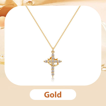 Ketting 'Forever Cross & Crown' met Moissanite