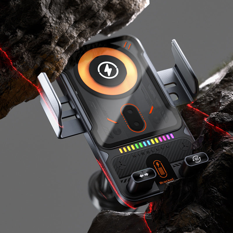 Smart bilhållare för mobil – 15W snabb trådlös laddare – automatisk klämfunktion och rotation – universell