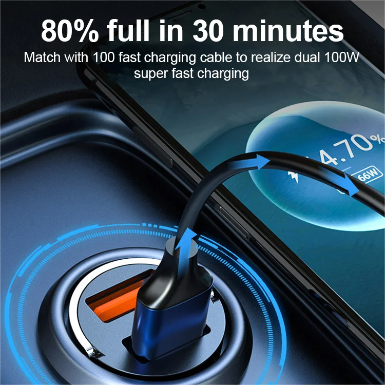 Autolader met USB-C en USB-A Snellader