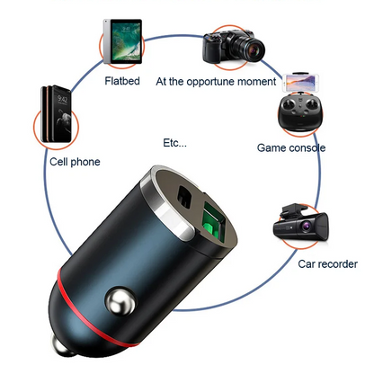 Autolader met USB-C en USB-A Snellader