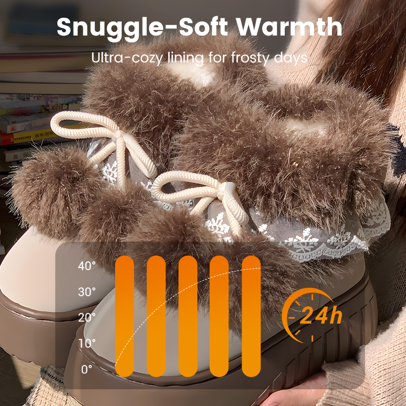 Warme Platform Pantoffels met Pompons