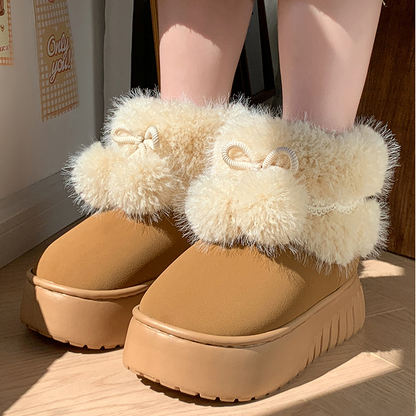 Warme Platform Pantoffels met Pompons