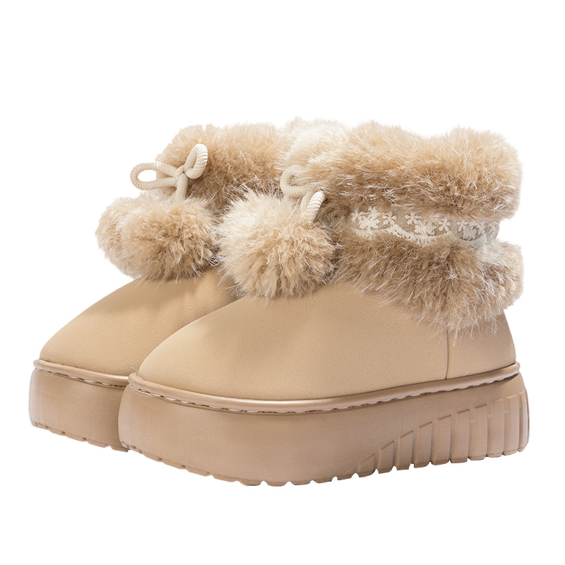 Warme Platform Pantoffels met Pompons