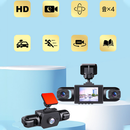 Professionell 360° dashcam – 4 kameror, full överblick – Full HD med mörkerseende och loopinspelning