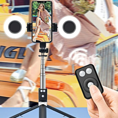 6-i-1 selfiestick med stativ och fill-light – Bluetooth-stativ med fjärrkontroll (för iPhone och Android)